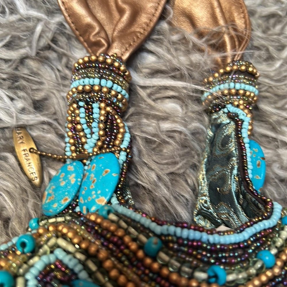 Gorgeous Mary Frances Turquoise Multi Beaded wristlet Handbag-Never Used! - Picture 4 of 7